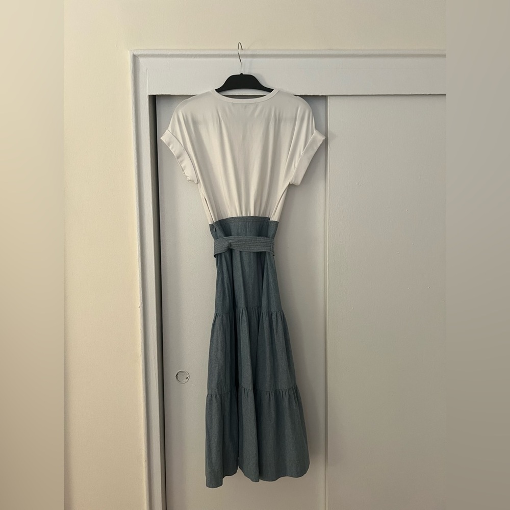 Veronica Beard Emmitt Tie-Waist Chambray Midi Length Dress - Picture 10 of 10